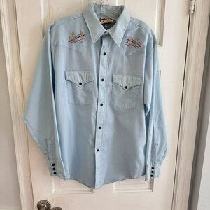 Vintage Bull Steer COWBOY JOE Embroidered Cowboy/Western Shirt Pearl Snap sz L